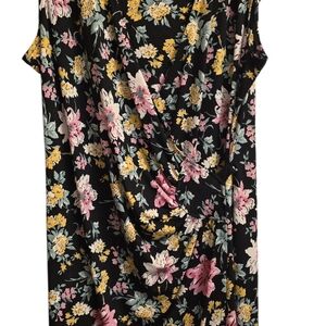 NWT AA Studio Black Floral Faux Wrap Midi Dress